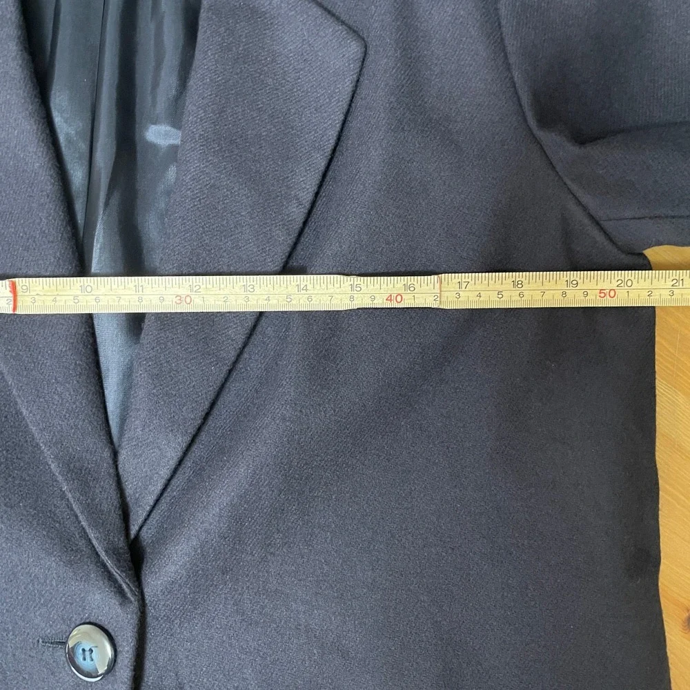 VTG Sag Harbor Petite Navy Blue 100% Wool Single Button Office Blazer Jacket 12P